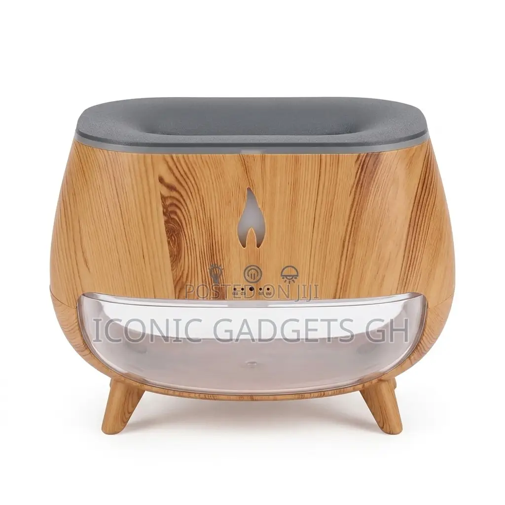 Wood Grain Flame Humidifier Aroma Diffuser