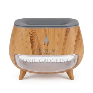 Wood Grain Flame Humidifier Aroma Diffuser
