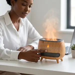 Wood Grain Flame Humidifier Aroma Diffuser
