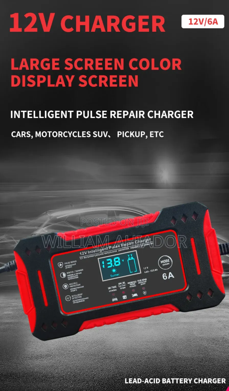 Car and Motorcycle Battery Charger