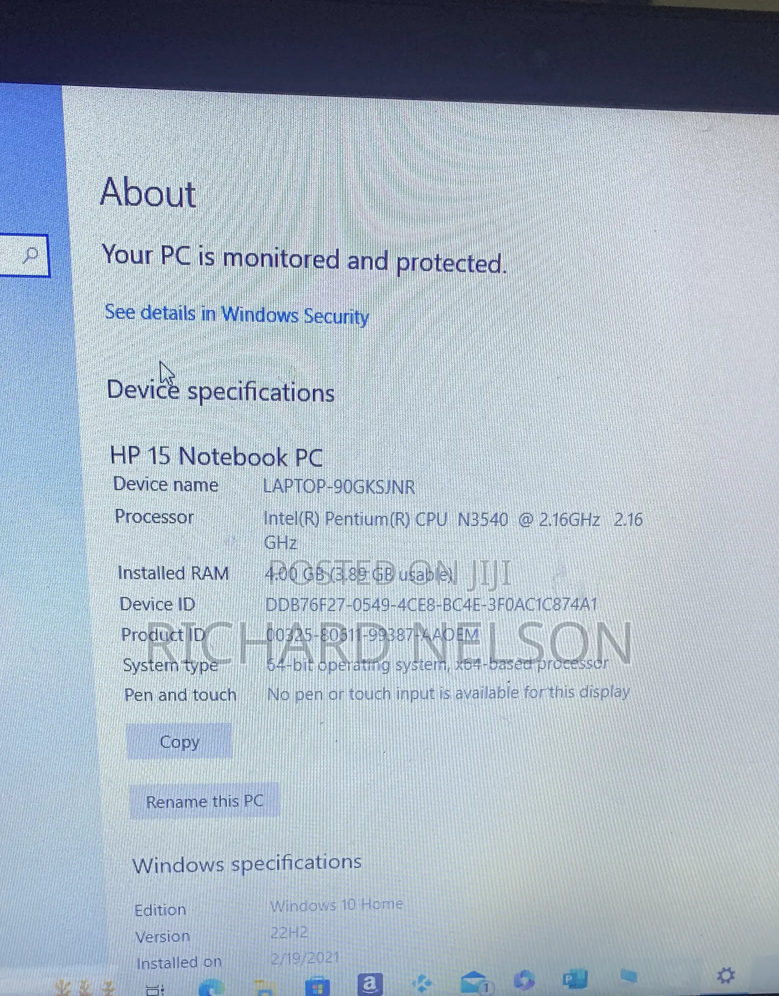 Laptop HP 15-f272wm 4GB Intel Pentium HDD 500GB