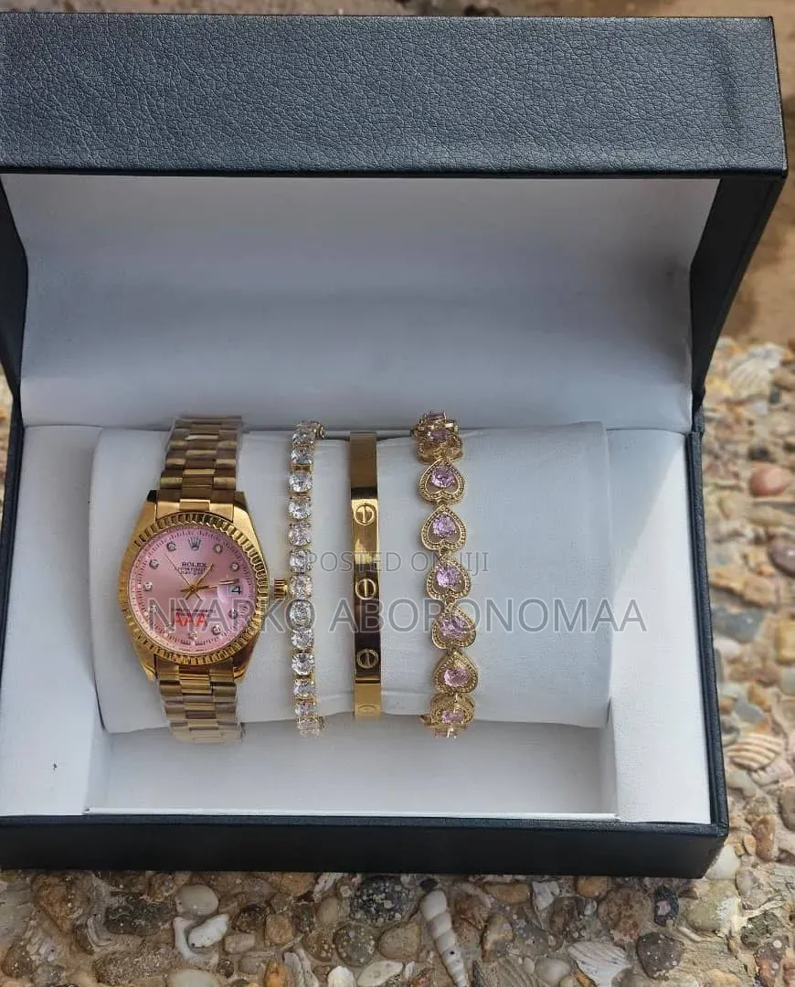 Classy Ladies Watch and Bracelet Jewelry Set