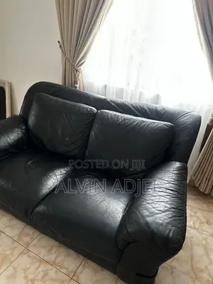 2 in 1 Black Leather Couch