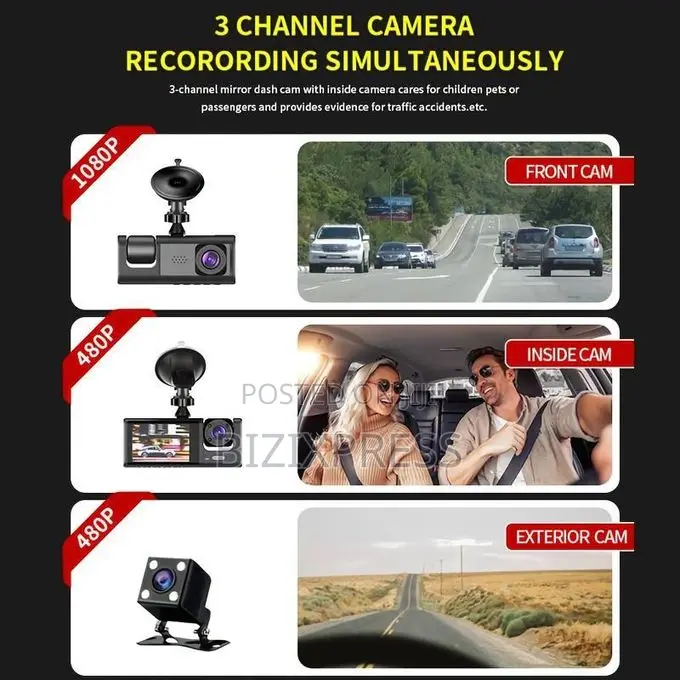 3-channel Mirror Dash Cam