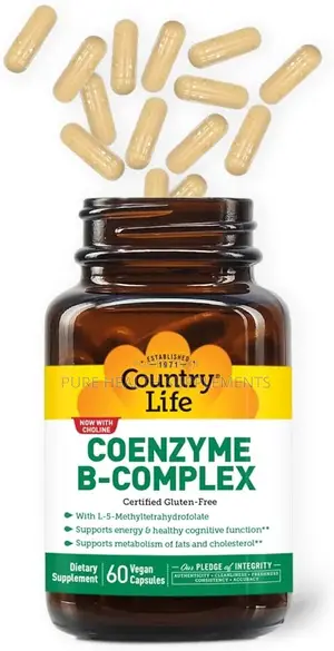 Country Life, Coenzyme Vitamin B-Complex , 60 Vegan Caps, Glass Bottle