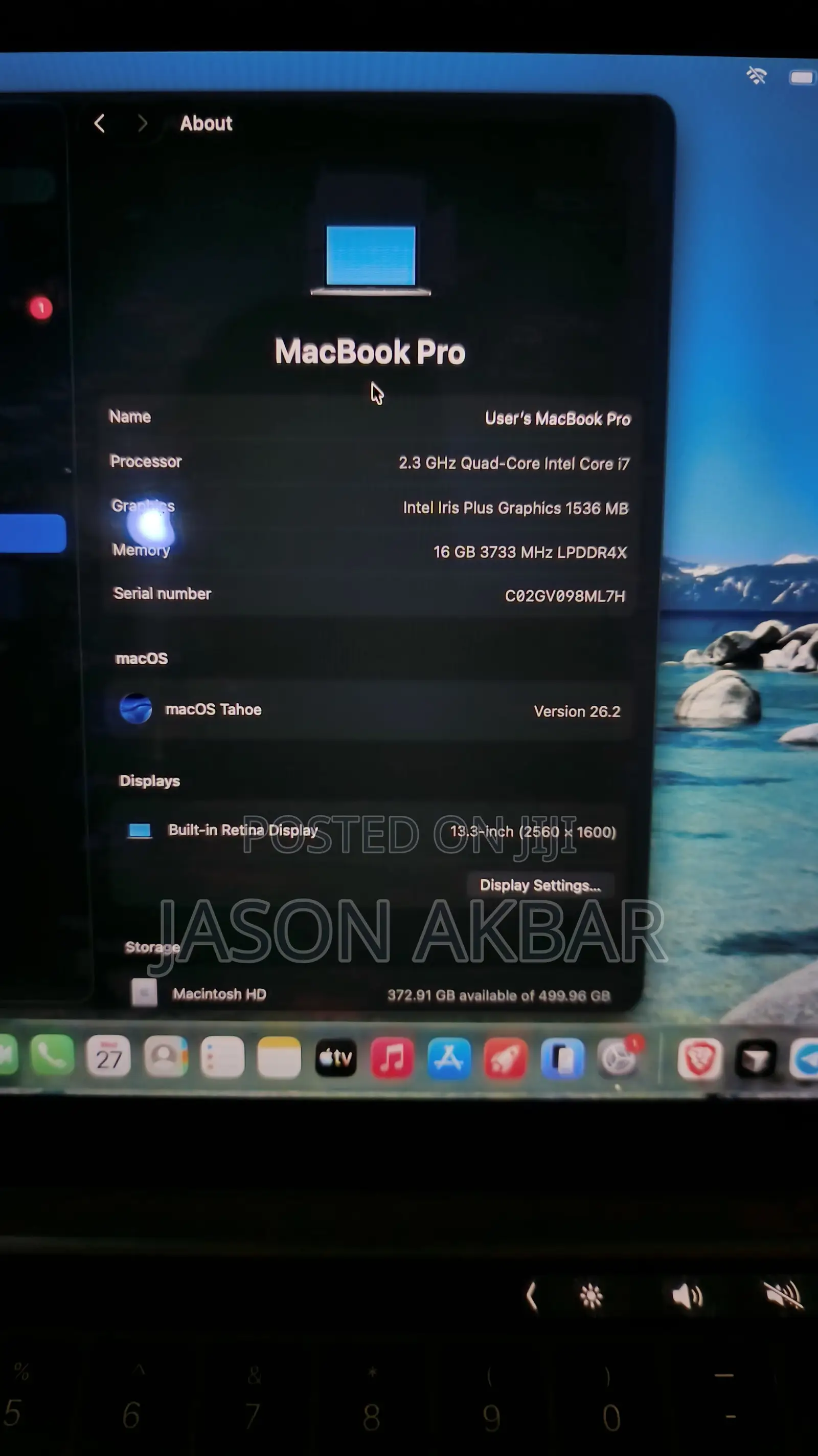 Laptop Apple MacBook Pro 2020 16GB Intel Core i7 SSD 512GB