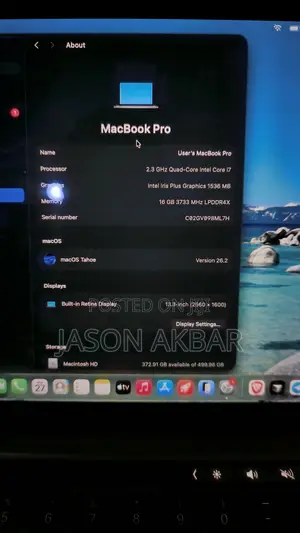 Laptop Apple MacBook Pro 2020 16GB Intel Core i7 SSD 512GB