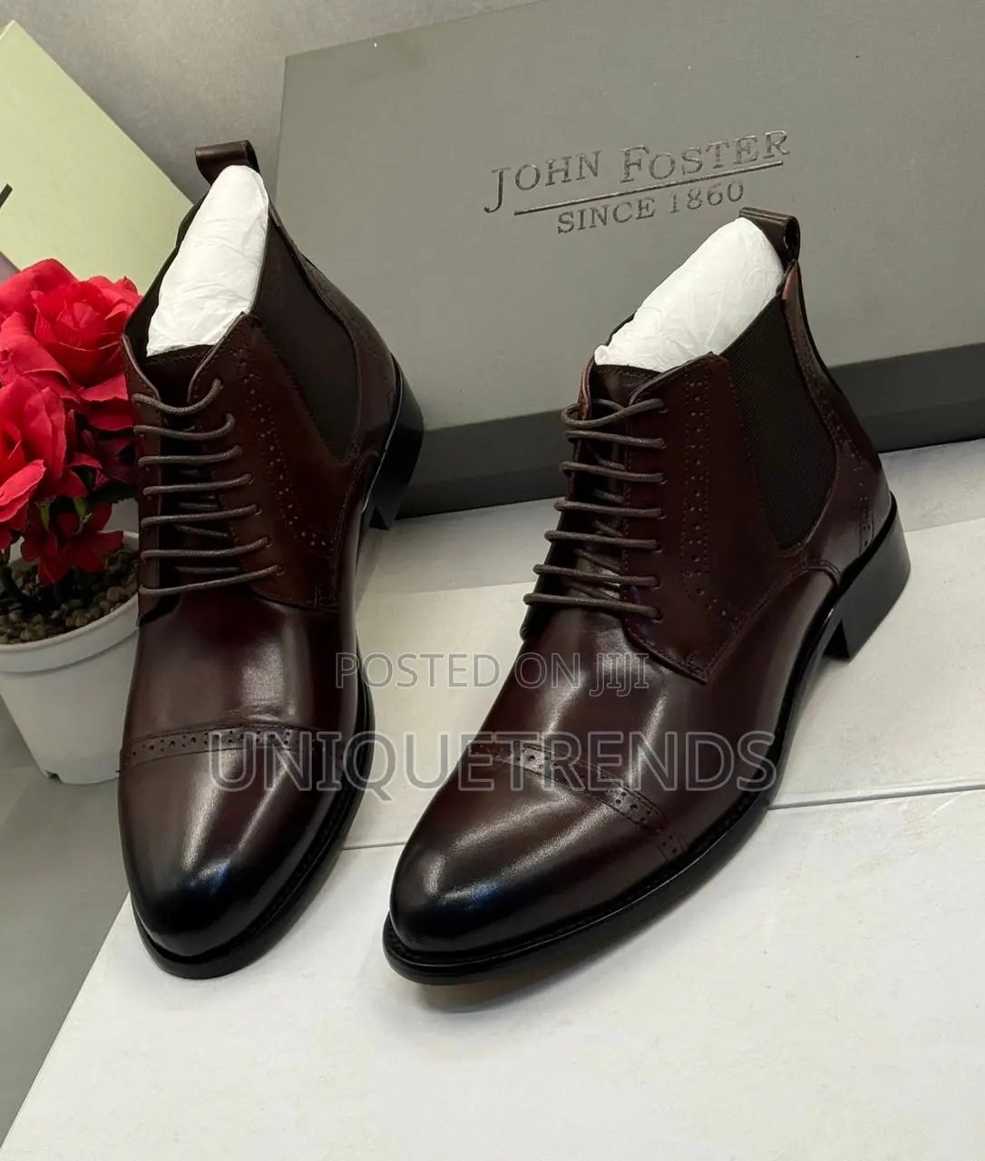 Executive John Foster Brogue Leather Chelsea Boots (Brown)