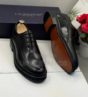Executive J.M. Weston Thick Sole Leather Shoes (Black)
