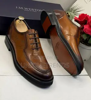 Executive J.M. Weston Thick Sole Leather Shoes (Brown)