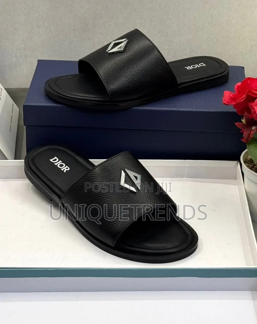 Original Christian Dior Leather Slippers (Black)