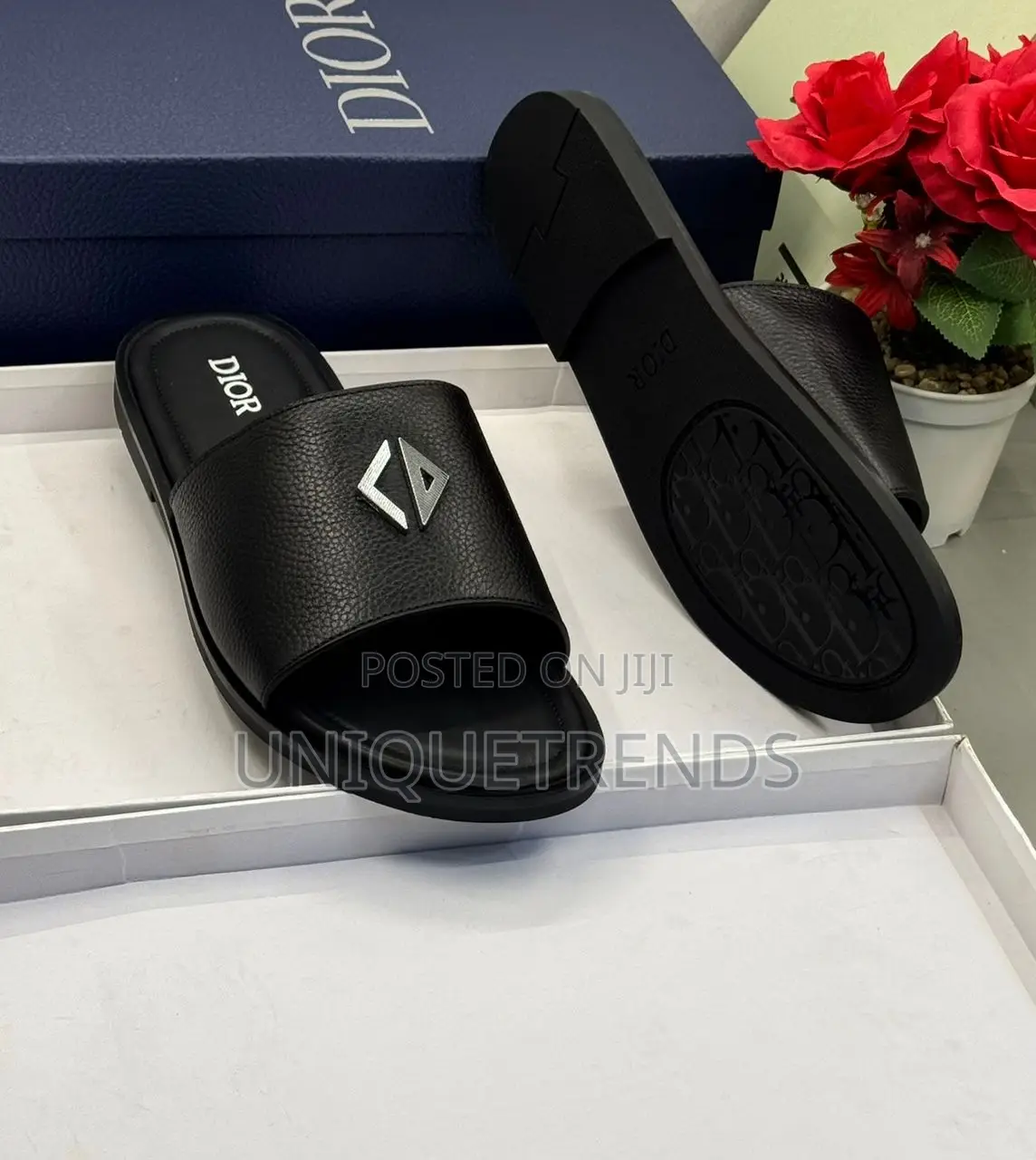 Original Christian Dior Leather Slippers (Black)