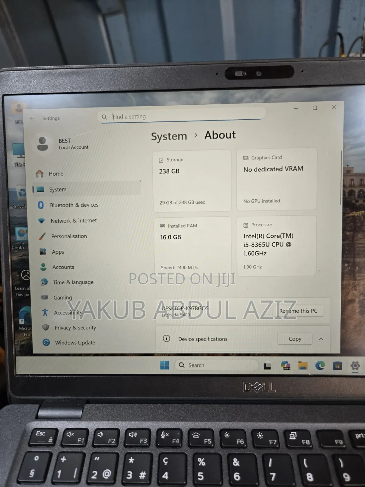 Laptop Dell Latitude 5400 16GB Intel Core i5 SSD 256GB