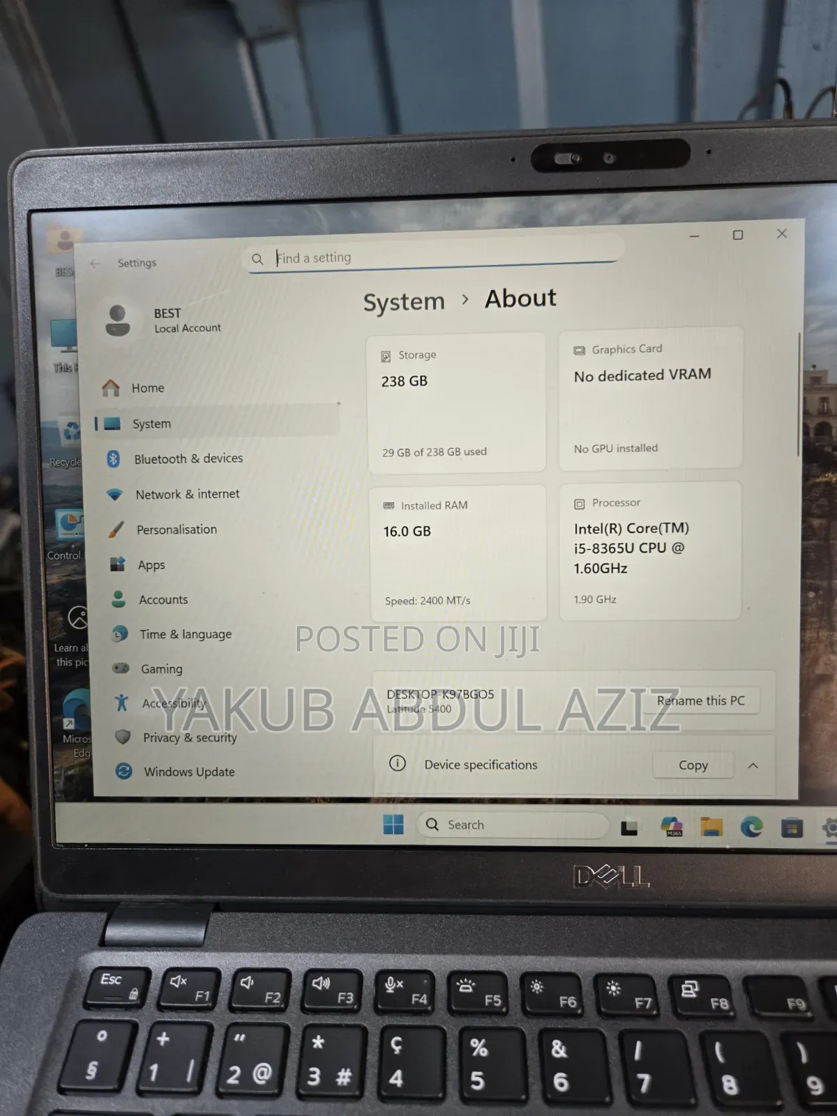 Laptop Dell Latitude 5400 16GB Intel Core i5 SSD 256GB