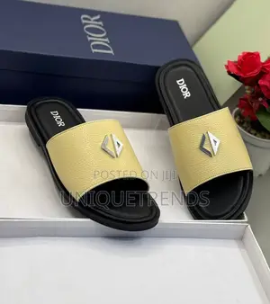Original Christian Dior Leather Slippers (Yellow)