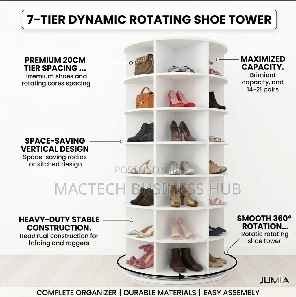 7‐Tier Rotating Shoe Organizer