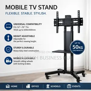 Mobile Tv Stand – Adjustable Height, 32"–70" Tvs