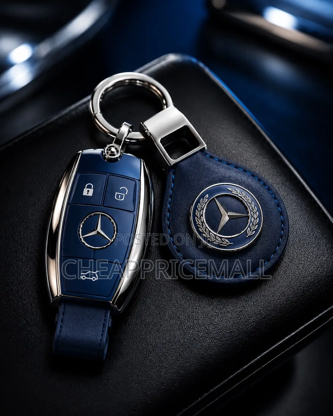 Mercedes-Benz Car Key Fob Cover and Matching Keychain Set