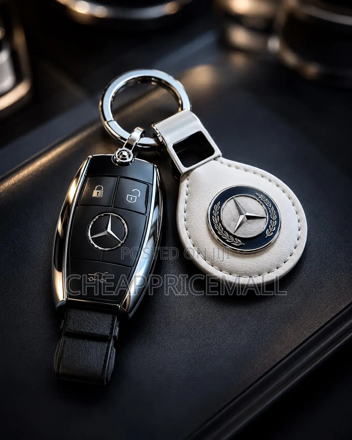 Mercedes-Benz Car Key Fob Cover and Matching Keychain Set