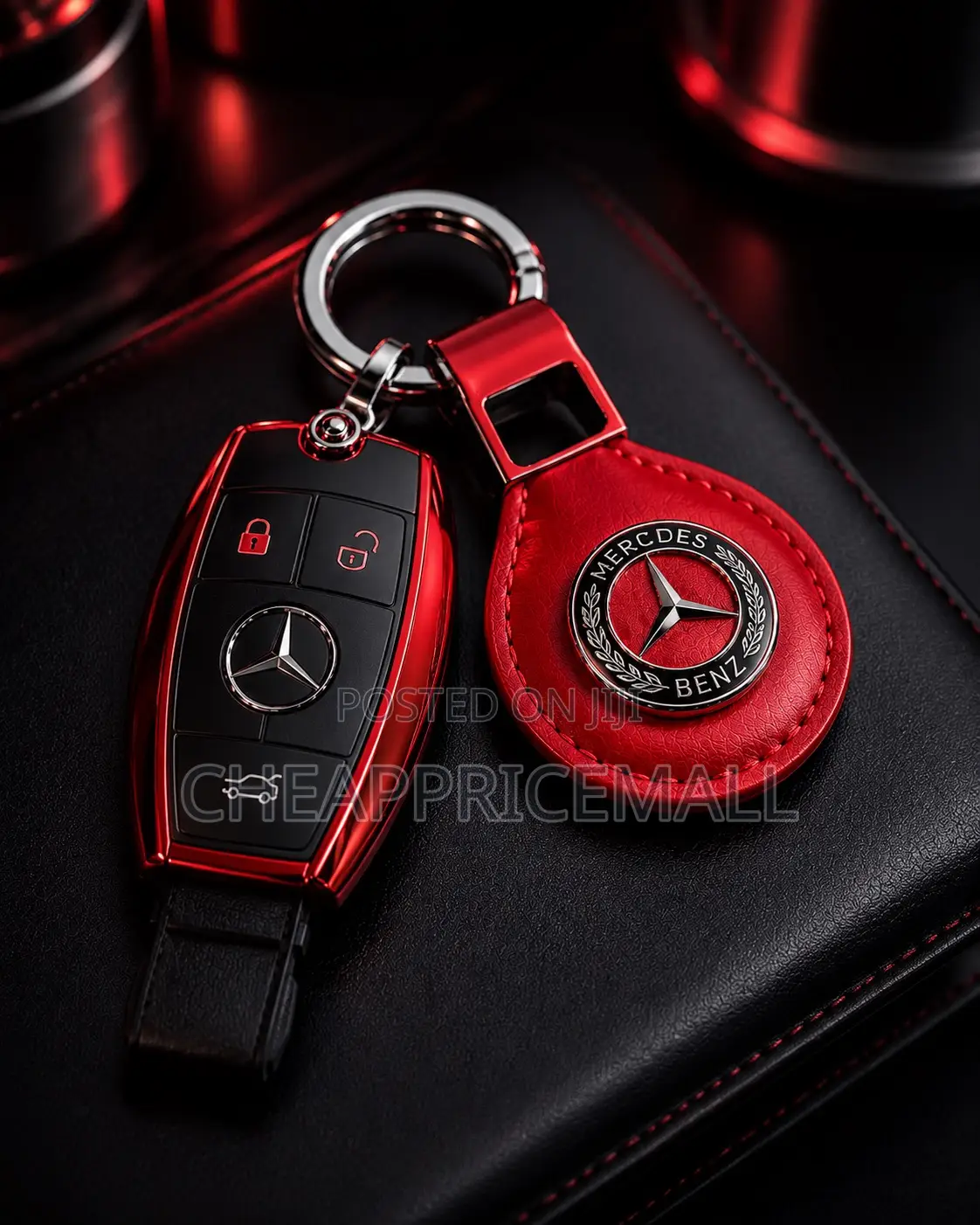 Mercedes-Benz Car Key Fob Cover and Matching Keychain Set