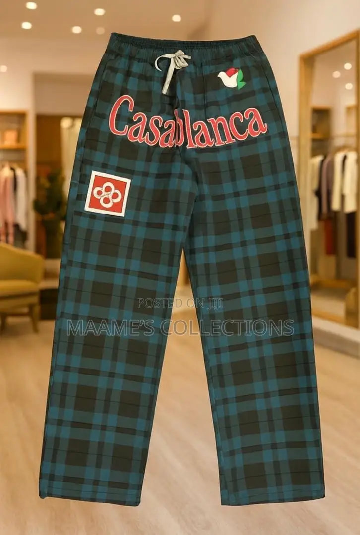 Simplistic Fashion Men's Plaid Print Long Jogger Pants /