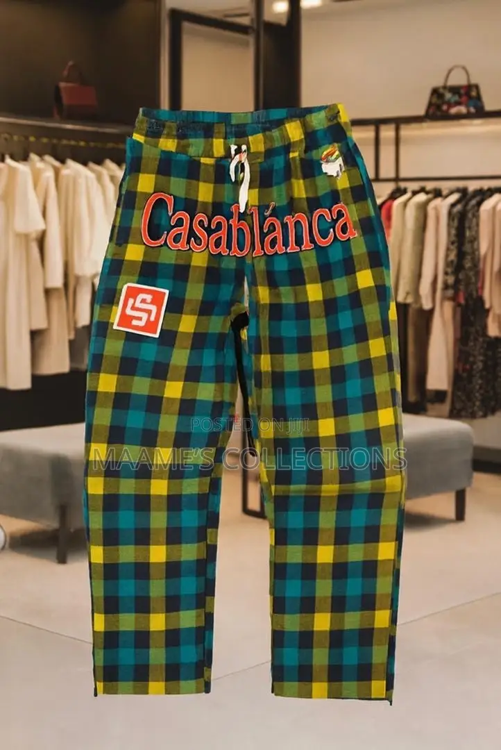 Simplistic Fashion Men's Plaid Print Long Jogger Pants /
