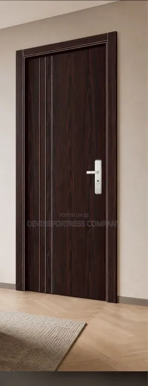High Quality Wooden Metal Bedroom Door Single  Brown