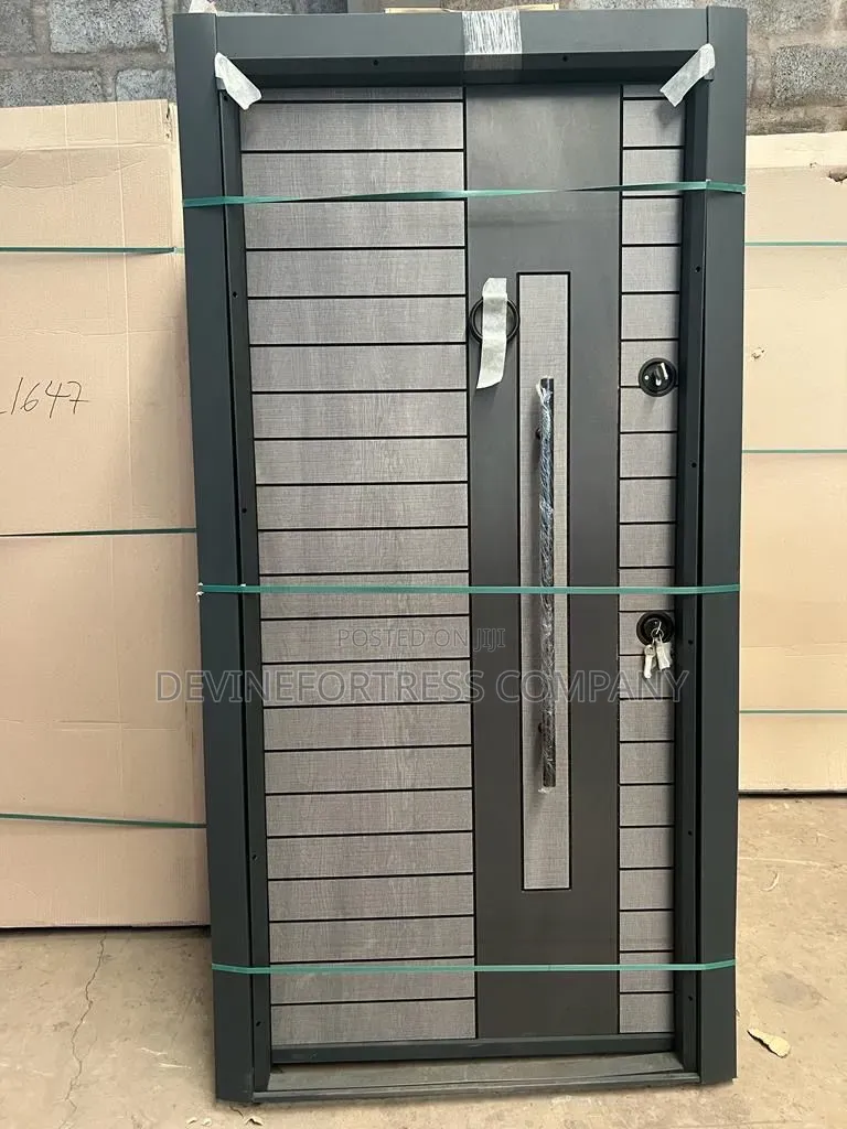 Quality Single Armor Door Gray and Black Color Design Available