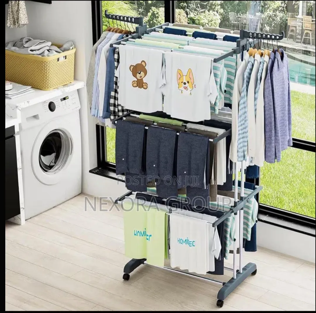 Heavy Duty 3 Layer Clothes Dryer Rack – Space Saving Design
