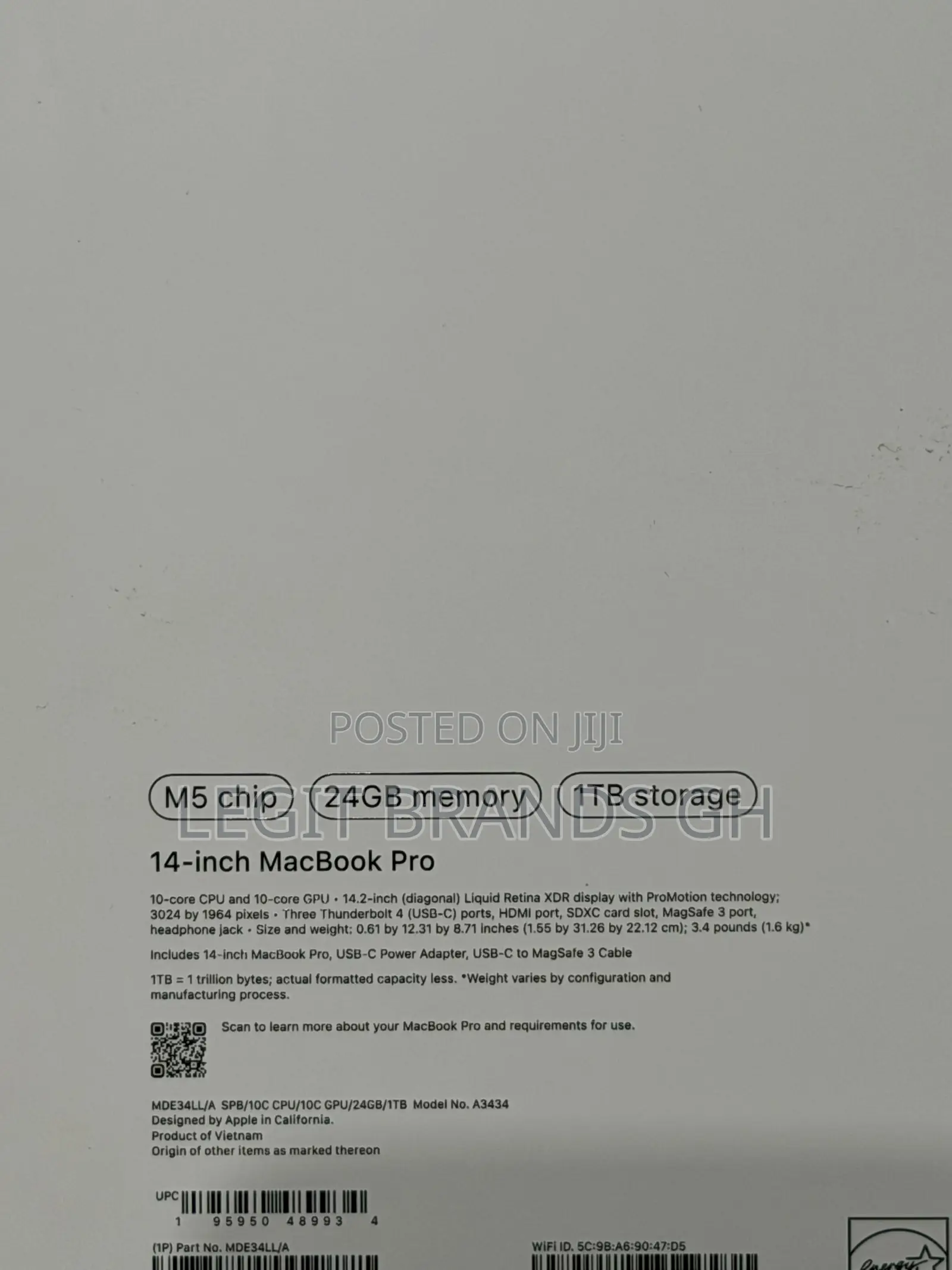 New Laptop Apple MacBook Pro 2025 M5 14-inch 24GB Apple M5 Pro SSD 1T