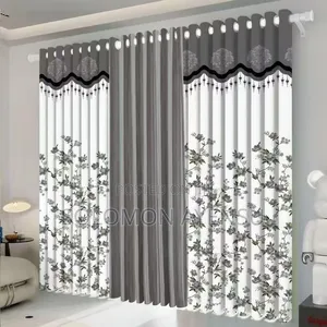 2-in-1 Double Sheer and Blackout Floral Window Curtain,