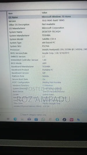 Laptop Toshiba Satellite C50 4GB Intel HDD 256GB