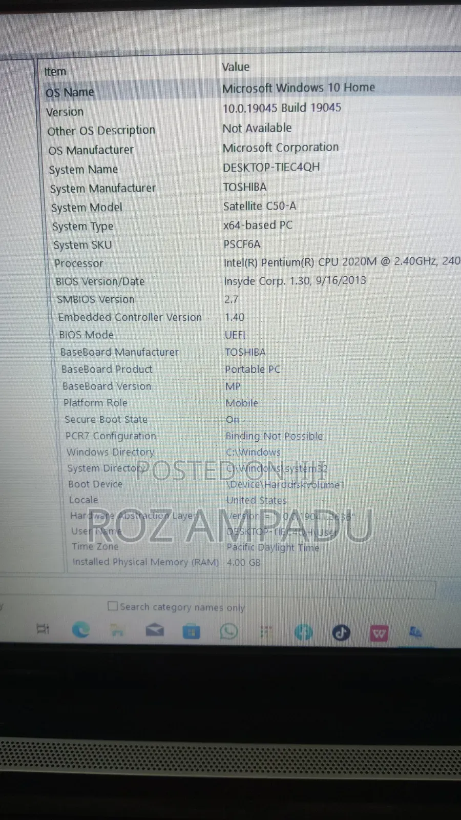 Laptop Toshiba Satellite C50 4GB Intel HDD 256GB