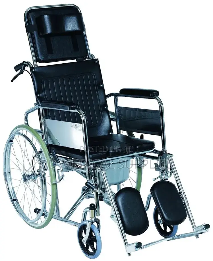 Long Back Commode Wheelchair With Toilet Bowl