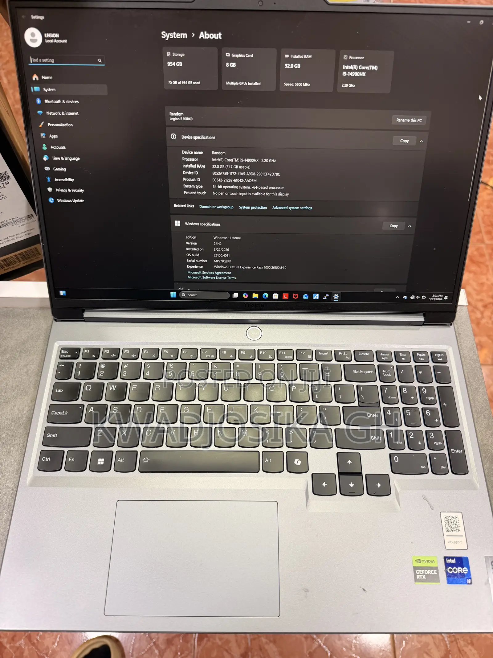 Laptop Lenovo Legion 5 32GB Intel Core i9 SSD 1T