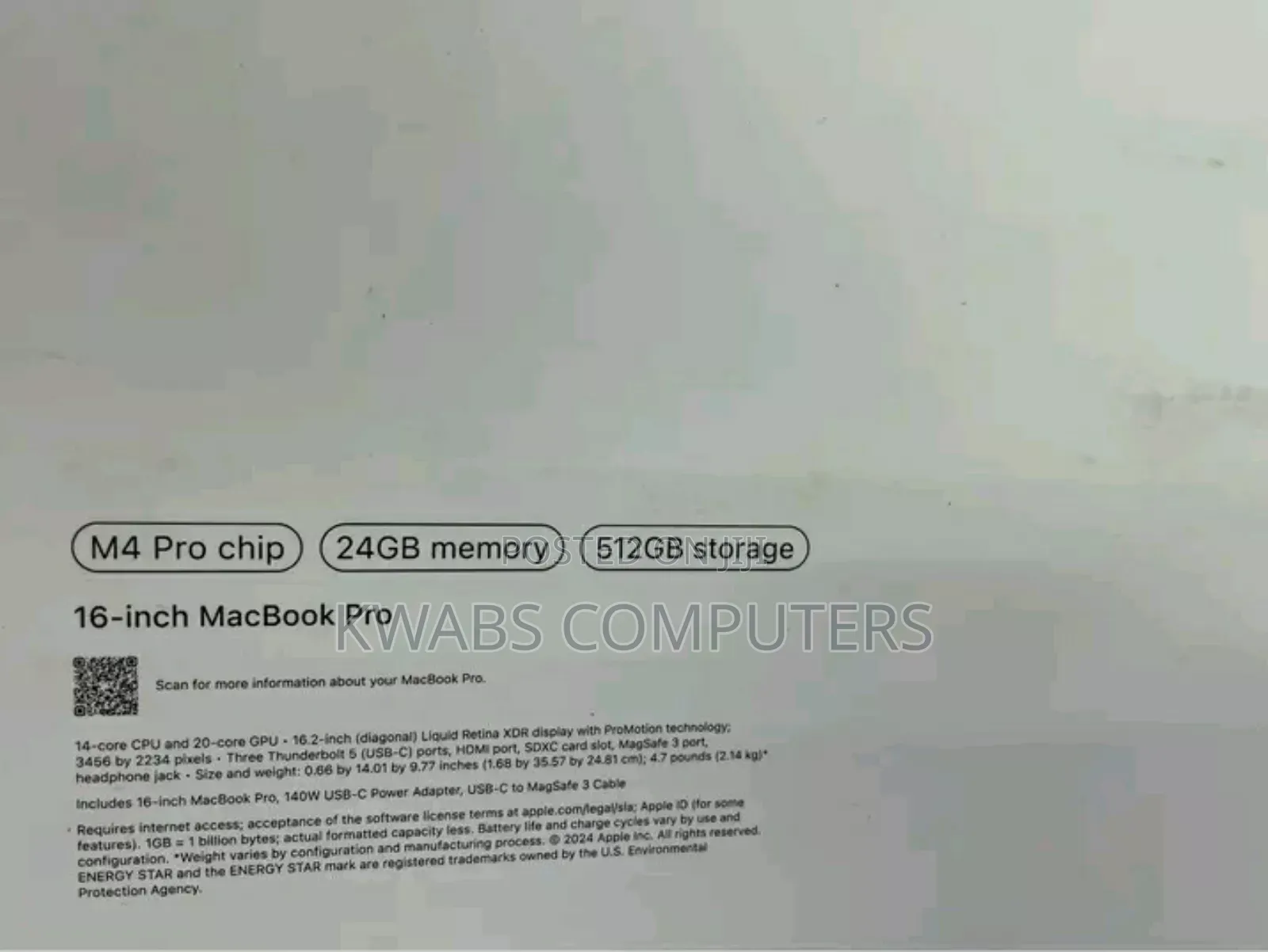 New Apple MacBook Pro 2024 M4 Pro 14-inch 24GB Apple M4 Pro SSD 512GB