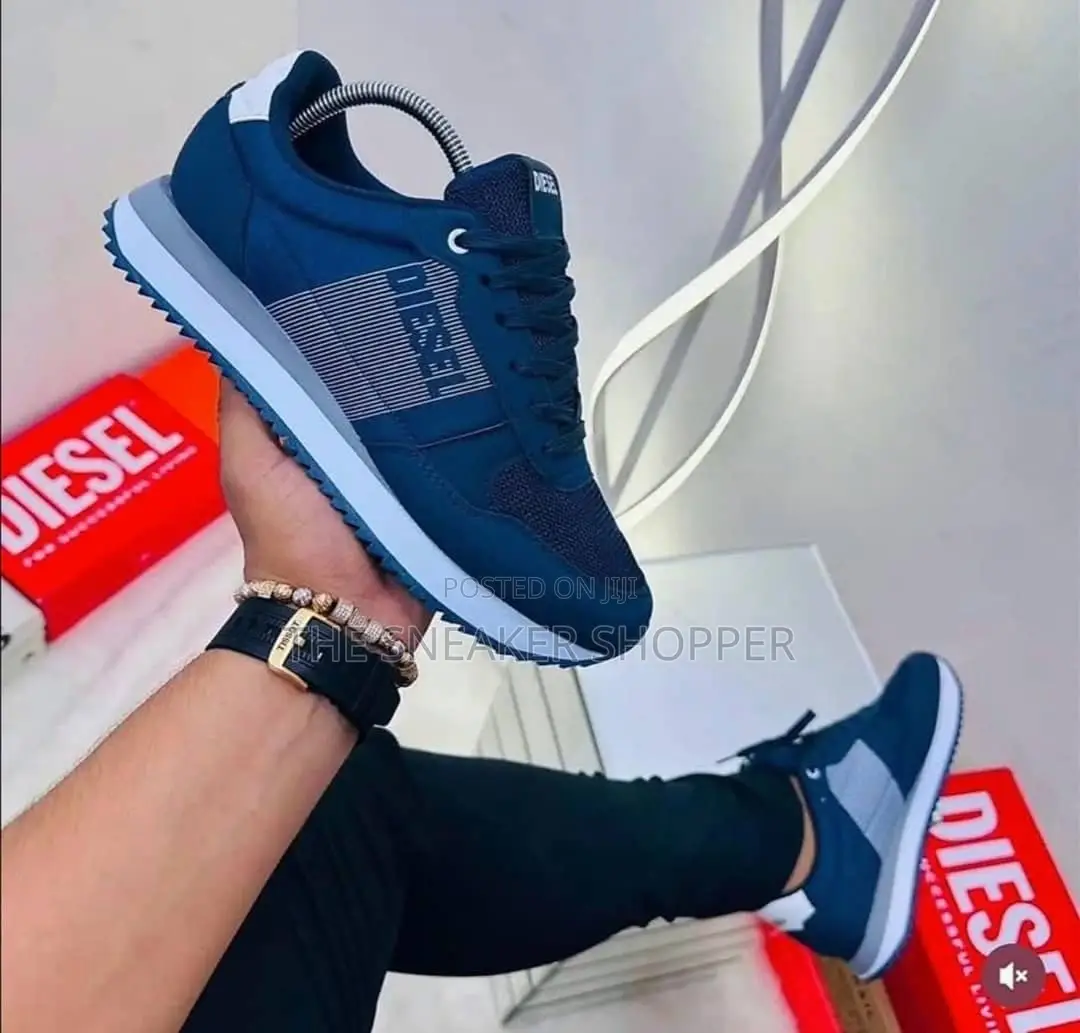 Diesel Blue and White Sneakers
