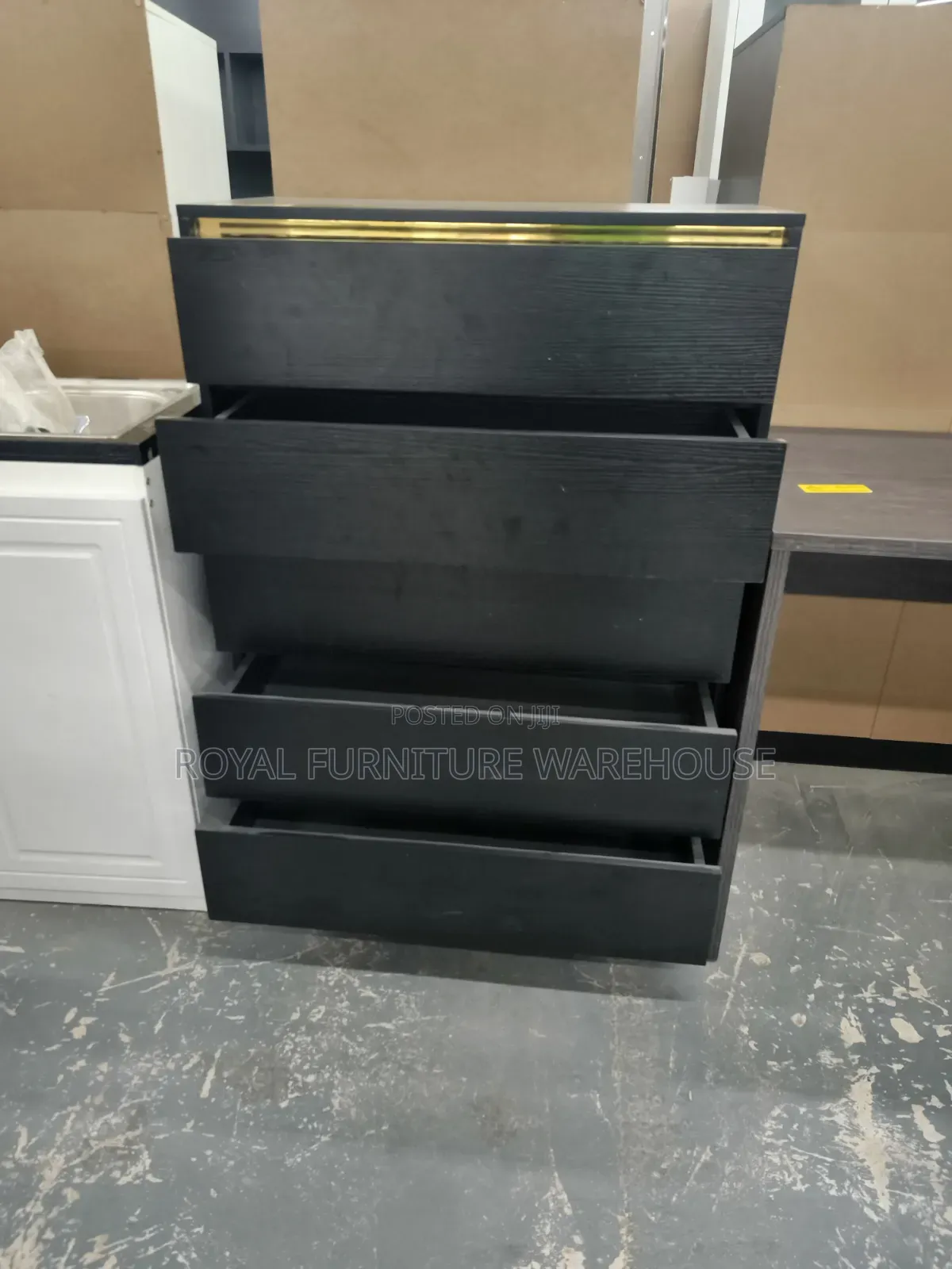 Gold And Black Drawers Cabinet