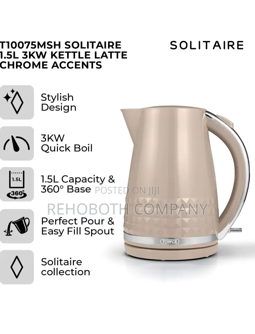 Tower T10075msh Solitaire Kettle With 360° Swivel Base, 1.5l