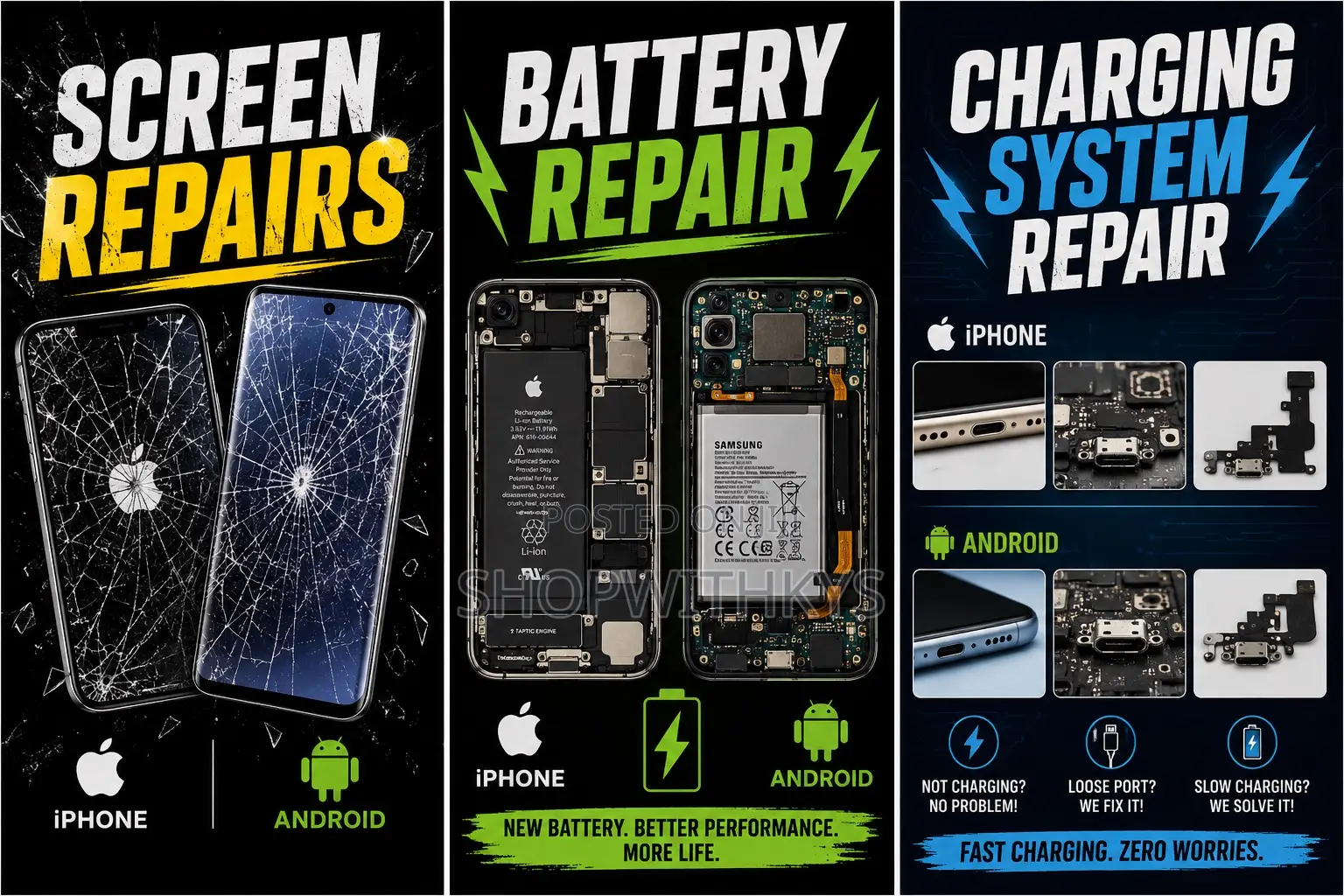 Screen, Battery, Charging System Repair