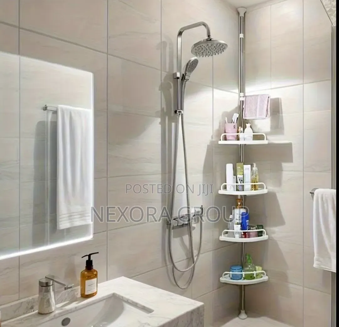 Adjustable Telescopic Bathroom Corner Rack – Stylish Storage Shelf