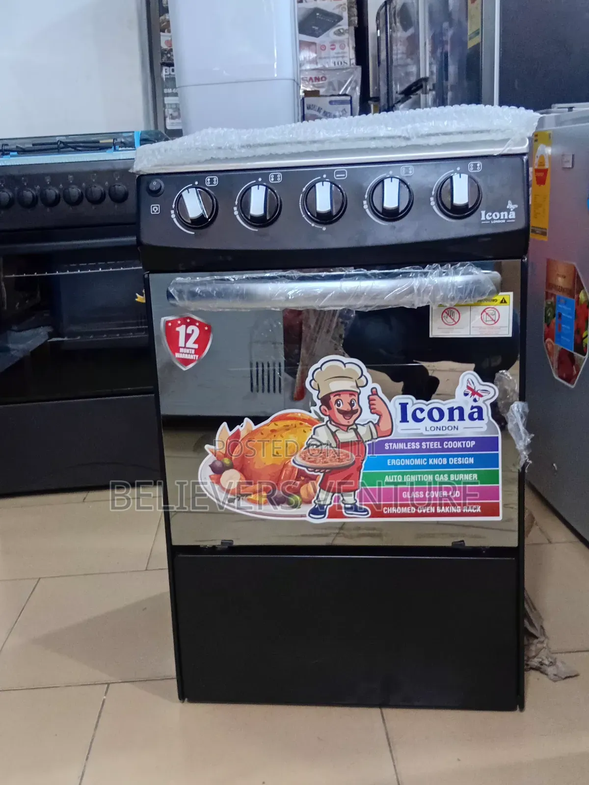Icona 4 Burner Auto Ignition Gas Cooker