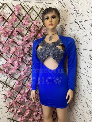 Bold Blue Tight Long Sleeve Dress With a Beautiful Design