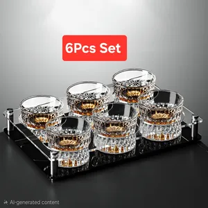 Elegant 120ml Whiskey Glass Set – 6 Pieces With Holder