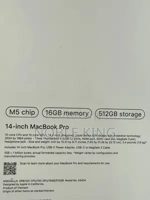 New Laptop Apple MacBook Pro 2025 M5 14-inch 16GB Apple M5 SSD 512GB