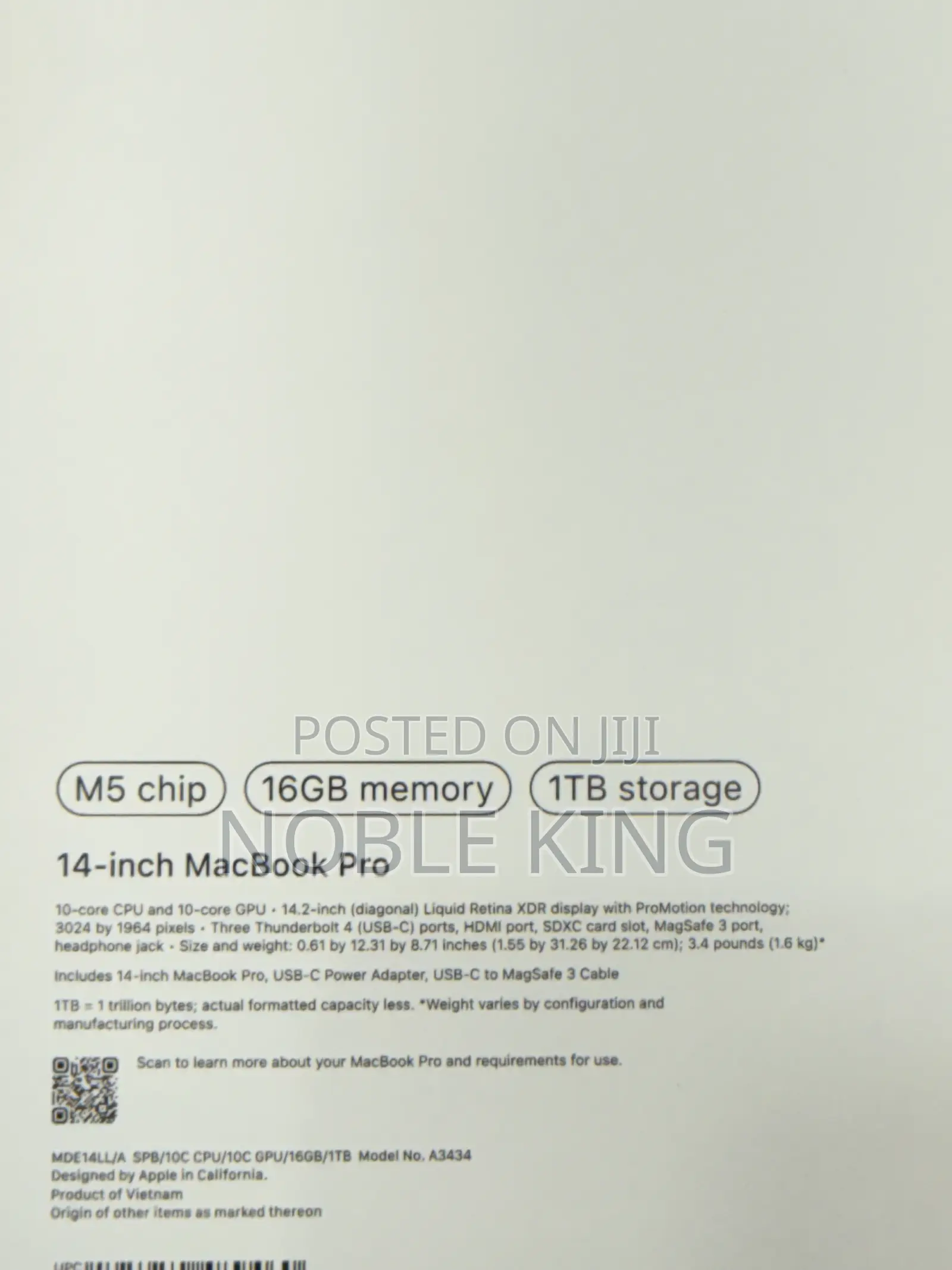 New Laptop Apple MacBook Pro 2025 M5 14-inch 16GB Apple M5 SSD 1T