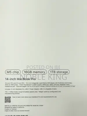 New Laptop Apple MacBook Pro 2025 M5 14-inch 16GB Apple M5 SSD 1T