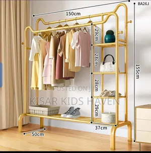 Durable Metal Clothes Rack With Shoe Rack