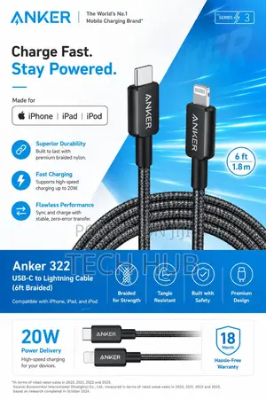 Anker Usb-C to Lightning Cable 6ft Braided