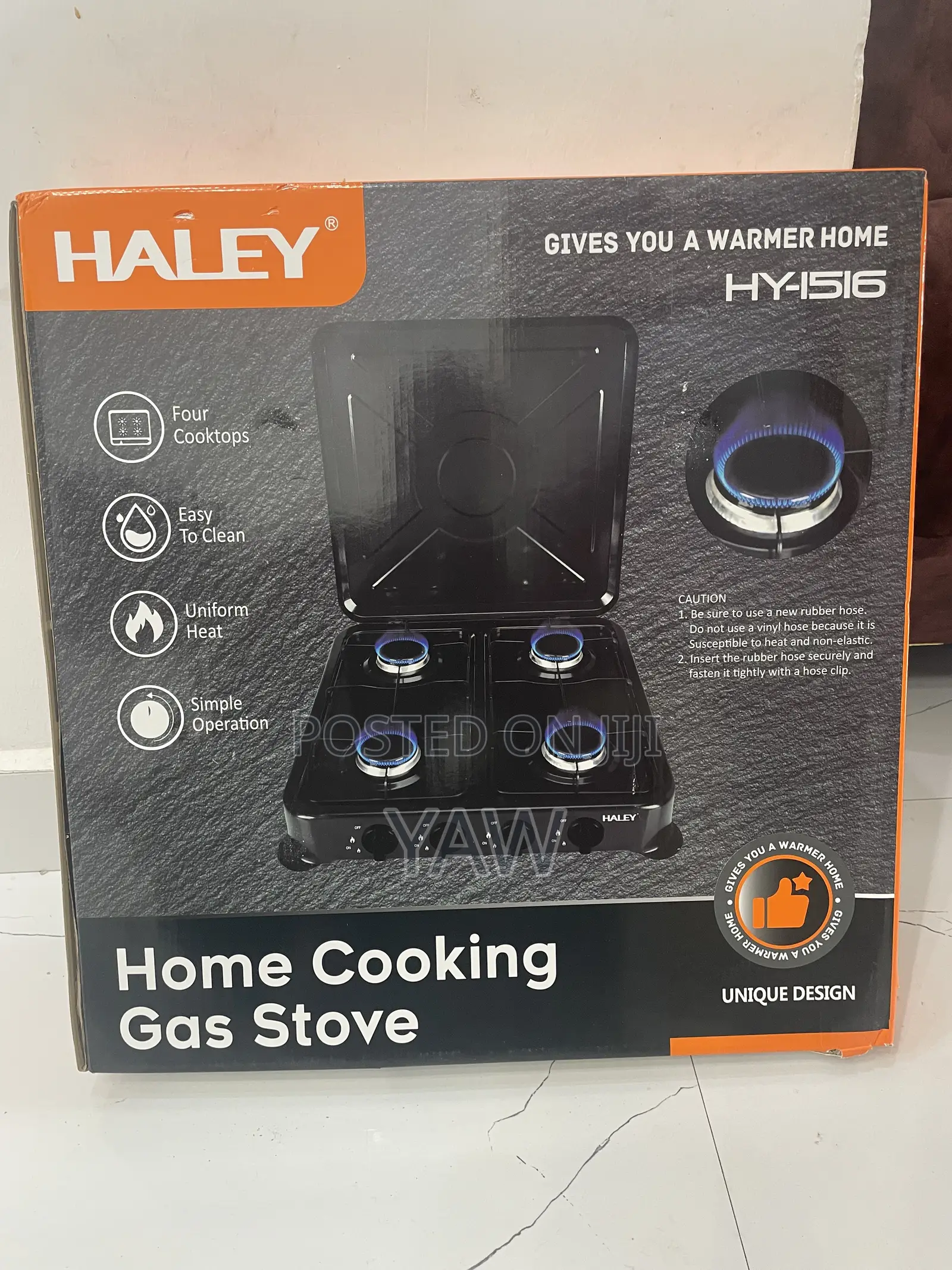 4 Burner Gas Stove With Enamel Lid- Black